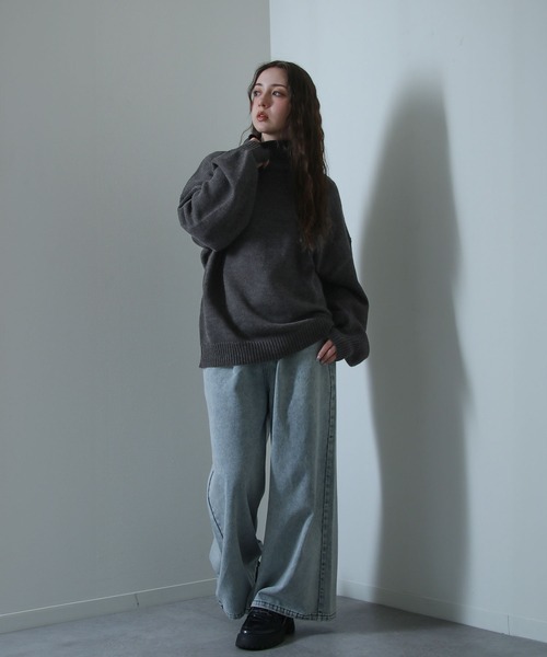 イージーケアファブリックボリュームスリーブカラーハイネックニット/ベーシック（ニット/セーター）｜Nilway（ニルウェイ）