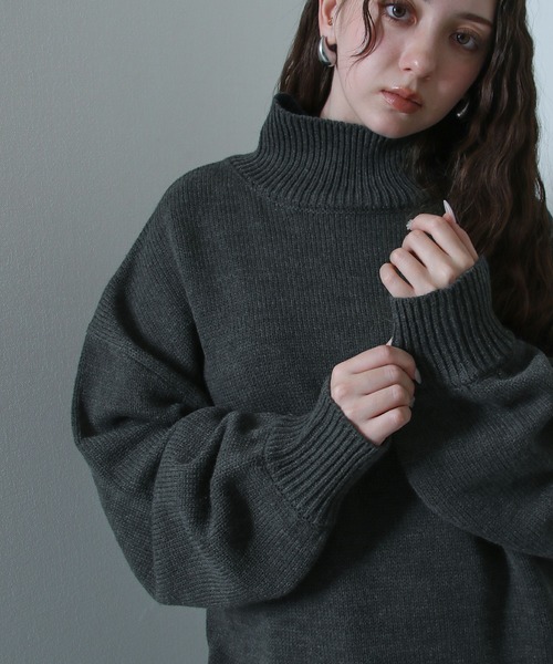 イージーケアファブリックボリュームスリーブカラーハイネックニット/ベーシック（ニット/セーター）｜Nilway（ニルウェイ）