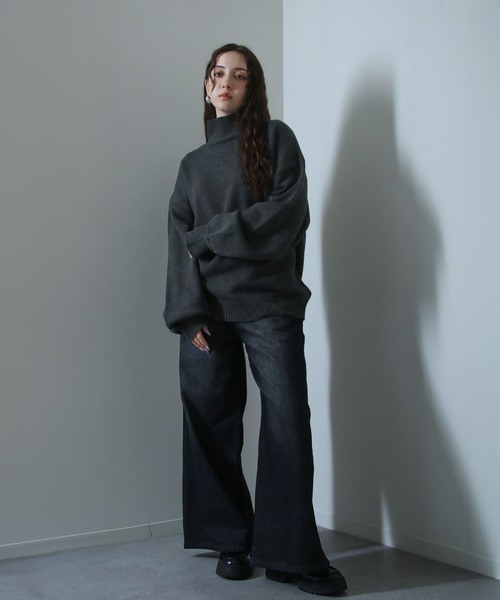 イージーケアファブリックボリュームスリーブカラーハイネックニット/ベーシック（ニット/セーター）｜Nilway（ニルウェイ）