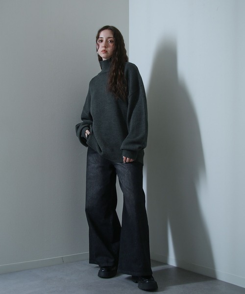 イージーケアファブリックボリュームスリーブカラーハイネックニット/ベーシック（ニット/セーター）｜Nilway（ニルウェイ）