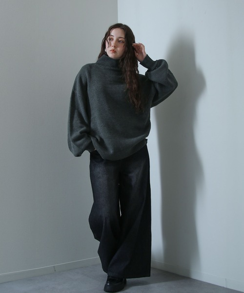 イージーケアファブリックボリュームスリーブカラーハイネックニット/ベーシック（ニット/セーター）｜Nilway（ニルウェイ）