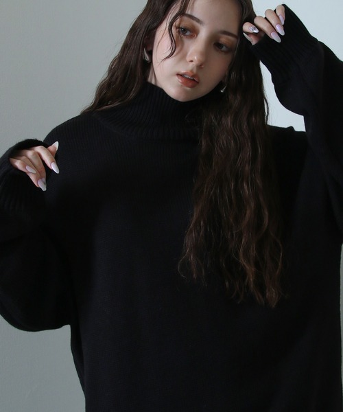 イージーケアファブリックボリュームスリーブカラーハイネックニット/ベーシック（ニット/セーター）｜Nilway（ニルウェイ）