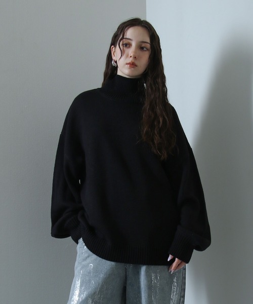 イージーケアファブリックボリュームスリーブカラーハイネックニット/ベーシック（ニット/セーター）｜Nilway（ニルウェイ）