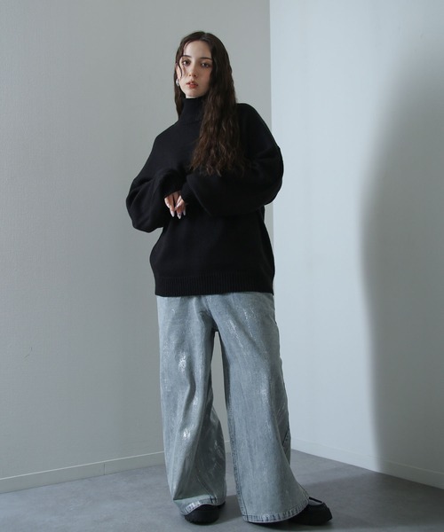 イージーケアファブリックボリュームスリーブカラーハイネックニット/ベーシック（ニット/セーター）｜Nilway（ニルウェイ）