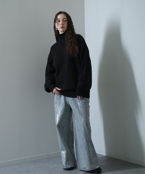 イージーケアファブリックボリュームスリーブカラーハイネックニット/ベーシック（ニット/セーター）｜Nilway（ニルウェイ）