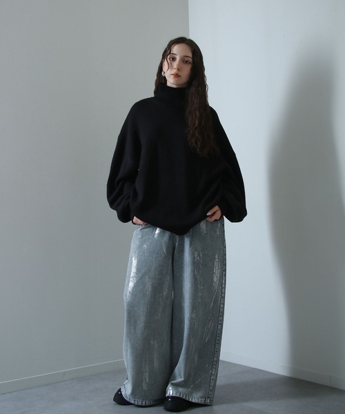 イージーケアファブリックボリュームスリーブカラーハイネックニット/ベーシック（ニット/セーター）｜Nilway（ニルウェイ）