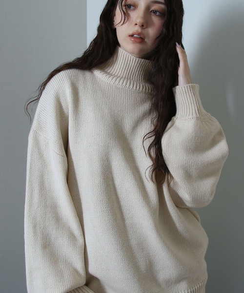 イージーケアファブリックボリュームスリーブカラーハイネックニット/ベーシック（ニット/セーター）｜Nilway（ニルウェイ）