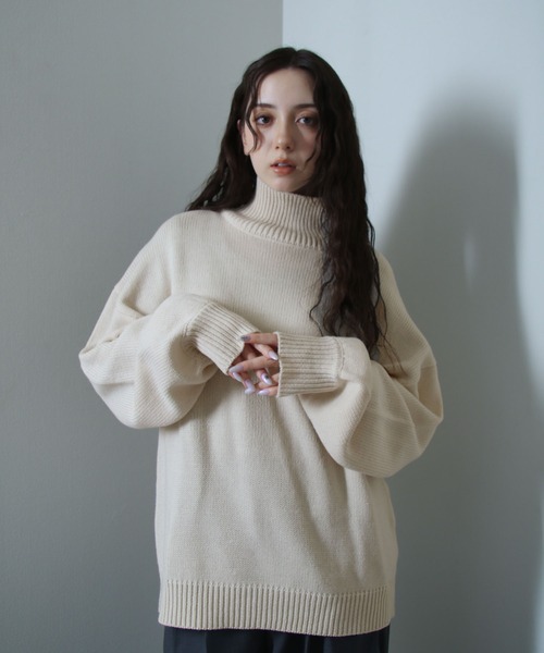 イージーケアファブリックボリュームスリーブカラーハイネックニット/ベーシック（ニット/セーター）｜Nilway（ニルウェイ）