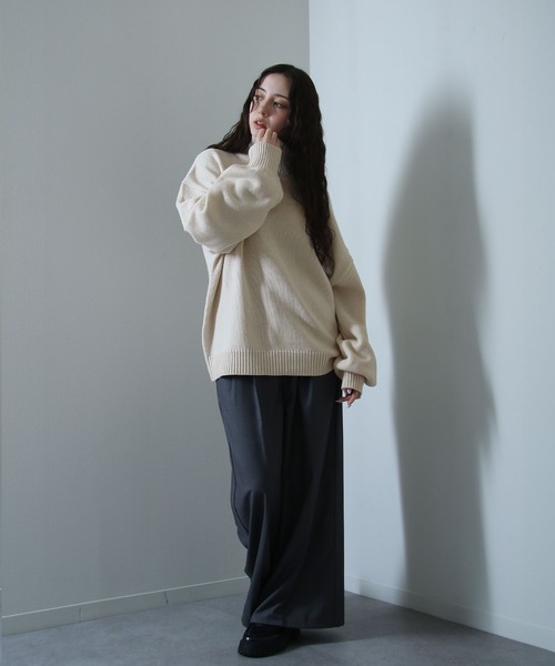 イージーケアファブリックボリュームスリーブカラーハイネックニット/ベーシック（ニット/セーター）｜Nilway（ニルウェイ）