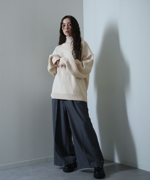 イージーケアファブリックボリュームスリーブカラーハイネックニット/ベーシック（ニット/セーター）｜Nilway（ニルウェイ）