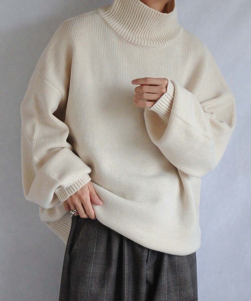 イージーケアファブリックボリュームスリーブカラーハイネックニット/ベーシック（ニット/セーター）｜Nilway（ニルウェイ）