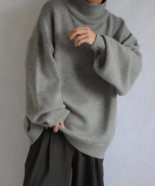 イージーケアファブリックボリュームスリーブカラーハイネックニット/ベーシック（ニット/セーター）｜Nilway（ニルウェイ）