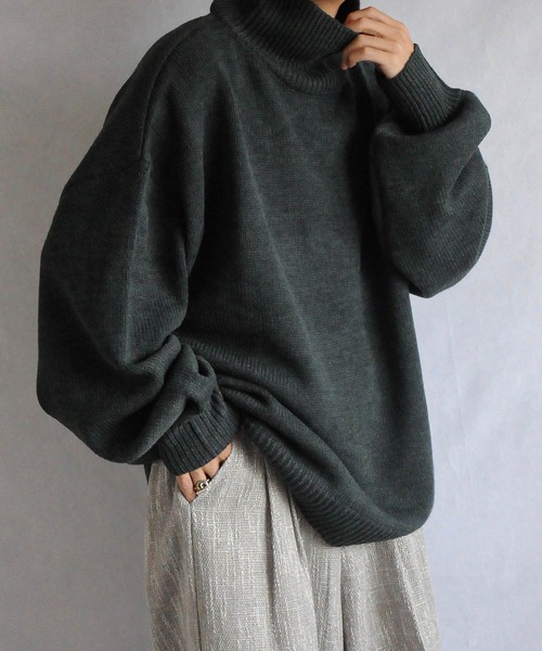 イージーケアファブリックボリュームスリーブカラーハイネックニット/ベーシック（ニット/セーター）｜Nilway（ニルウェイ）