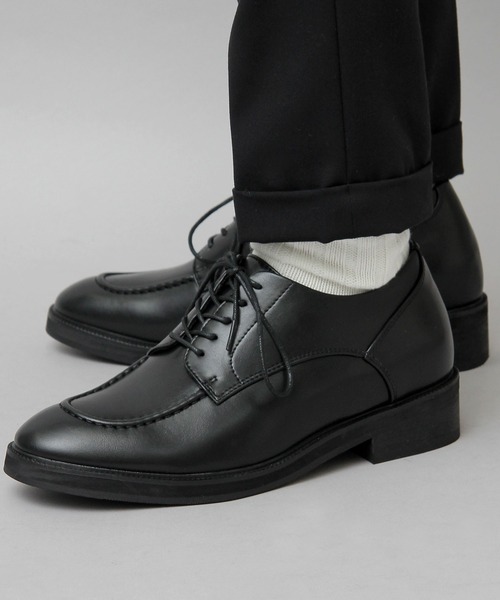 glabella（グラベラ）の「インヒール Uチップ オックスフォードシューズ / フェイクレザー ヒールシューズ / シークレットインソール（ドレスシューズ・メンズ・ブラック・S/M/L）」の14枚目の写真