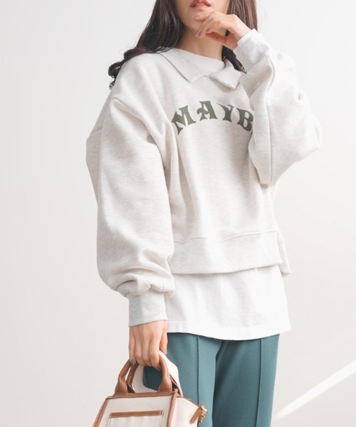 Futier land(フューティアランド)の「襟付きロゴプリントプルオーバー(スウェット・レディース・グレー/ベージュ/グリーン/ブルー・FREE)」の19枚目の写真