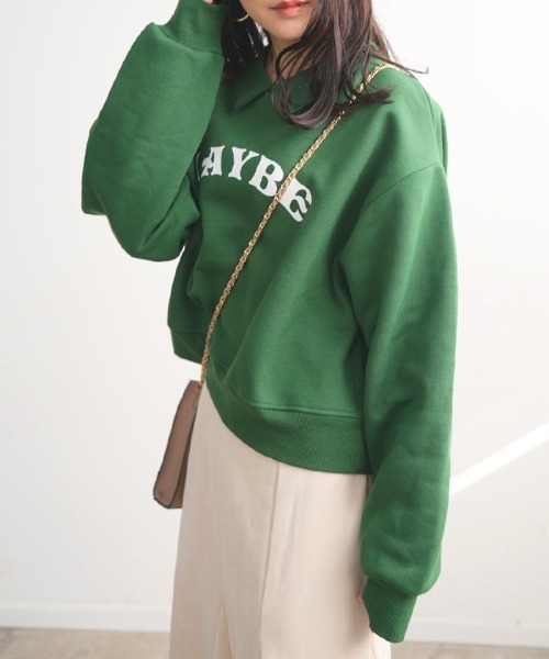 Futier land(フューティアランド)の「襟付きロゴプリントプルオーバー(スウェット・レディース・グレー/ベージュ/グリーン/ブルー・FREE)」の8枚目の写真