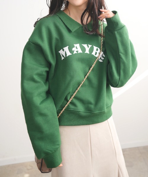 Futier land(フューティアランド)の「襟付きロゴプリントプルオーバー(スウェット・レディース・グレー/ベージュ/グリーン/ブルー・FREE)」の9枚目の写真