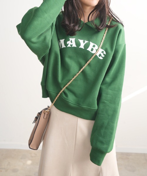 Futier land(フューティアランド)の「襟付きロゴプリントプルオーバー(スウェット・レディース・グレー/ベージュ/グリーン/ブルー・FREE)」の10枚目の写真