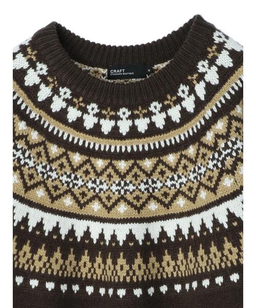 CRAFT STANDARD BOUTIQUE（クラフトスタンダードブティック）の「求心ジャガードニットプルオーバー　＊（ニット/セーター・メンズ・アイボリー/ブラウン・M/L/LL）」の11枚目の写真