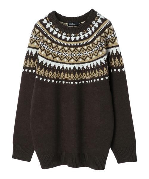 CRAFT STANDARD BOUTIQUE（クラフトスタンダードブティック）の「求心ジャガードニットプルオーバー　＊（ニット/セーター・メンズ・アイボリー/ブラウン・M/L/LL）」の4枚目の写真