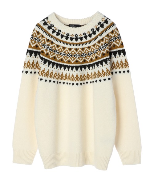 CRAFT STANDARD BOUTIQUE（クラフトスタンダードブティック）の「求心ジャガードニットプルオーバー　＊（ニット/セーター・メンズ・アイボリー/ブラウン・M/L/LL）」の2枚目の写真