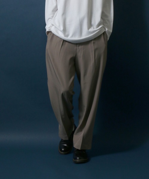 ANPAS(アンパス)の「Hem Side Slit Wide Tuck Pants/裾サイドスリット ワイドタックパンツ スラックス フレアパンツ ブーツカット(スラックス・メンズ・ブラック/ベージュ/グレー/オートミール・LL/M/L)」の4枚目の写真