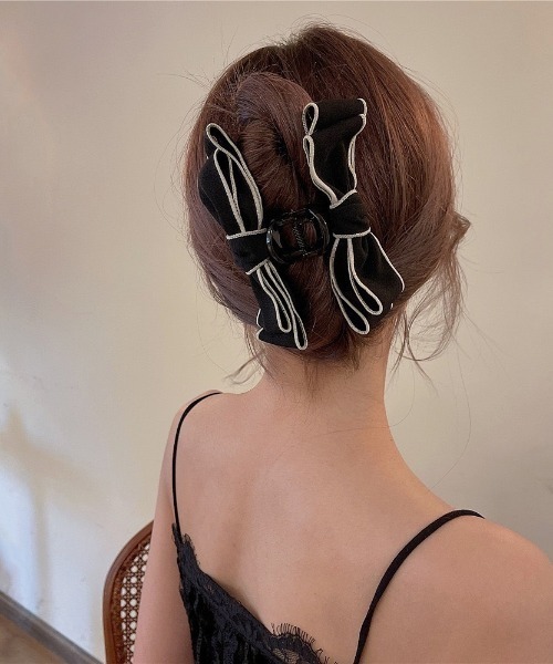 LAC-VERT（ラック・ヴェール）の「リボンラウンドヘアクリップ（バレッタ/ヘアクリップ・レディース・ホワイト/ブラック・FREE）」の14枚目の写真