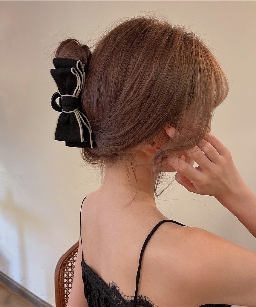 LAC-VERT（ラック・ヴェール）の「リボンラウンドヘアクリップ（バレッタ/ヘアクリップ・レディース・ホワイト/ブラック・FREE）」の10枚目の写真