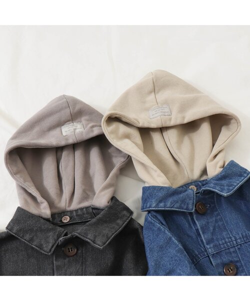 apres les cours（アプレレクール）の「フード付きデニムジャケット（デニムジャケット・キッズ・ブラック/ブルー・120/80/130/90/100/110）」の14枚目の写真