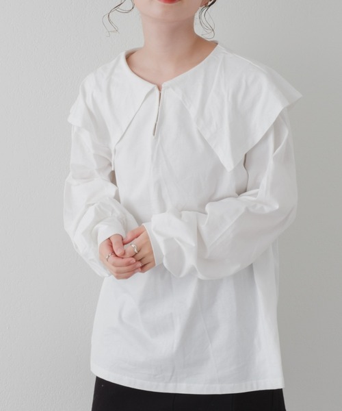 Kastane（カスタネ）の「ビッグ衿ルーズロンT（Tシャツ/カットソー・レディース・ホワイト/ベージュ/ブラック・FREE）」の15枚目の写真