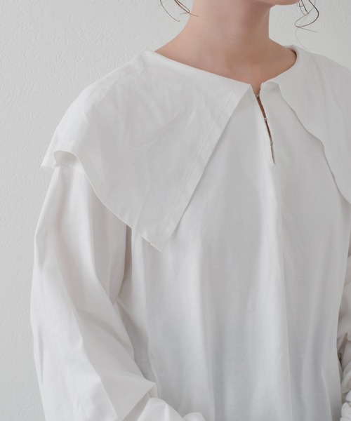 Kastane（カスタネ）の「ビッグ衿ルーズロンT（Tシャツ/カットソー・レディース・ホワイト/ベージュ/ブラック・FREE）」の20枚目の写真