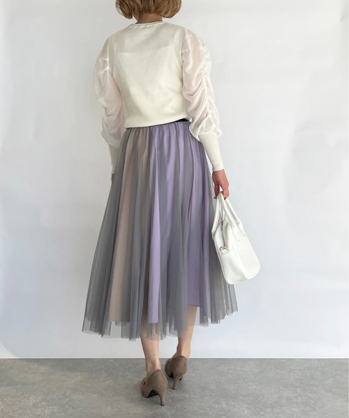 LUGIVA（ルギヴァ）の「マルチカラーチュールスカート（スカート・レディース・グレー/ラベンダー・M）」の9枚目の写真