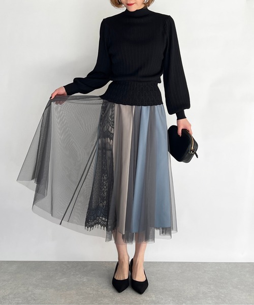 LUGIVA（ルギヴァ）の「マルチカラーチュールスカート（スカート・レディース・グレー/ラベンダー・M）」の19枚目の写真