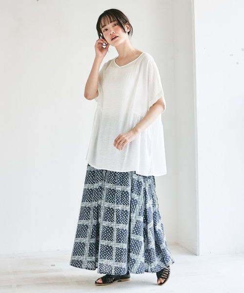 CUBE SUGAR(キューブシュガー)の「インド綿総柄プリントロングギャザースカート(スカート・レディース・ネイビー/マルチ/ナチュラル・M)」の17枚目の写真