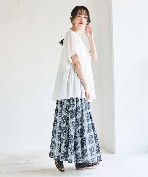 CUBE SUGAR(キューブシュガー)の「インド綿総柄プリントロングギャザースカート(スカート・レディース・ネイビー/マルチ/ナチュラル・M)」の18枚目の写真
