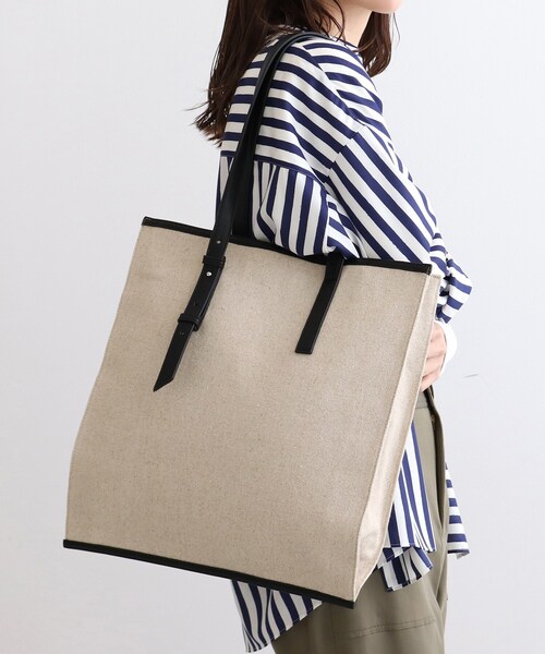 INDIVI（インディヴィ）の「◆【A4収納可能】リネンミックストート（トートバッグ・レディース・ホワイト系5/ブラック系4・00）」の2枚目の写真
