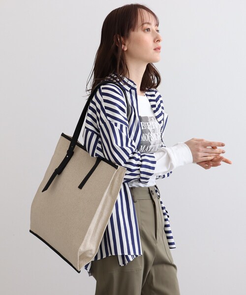 INDIVI（インディヴィ）の「◆【A4収納可能】リネンミックストート（トートバッグ・レディース・ホワイト系5/ブラック系4・00）」の4枚目の写真