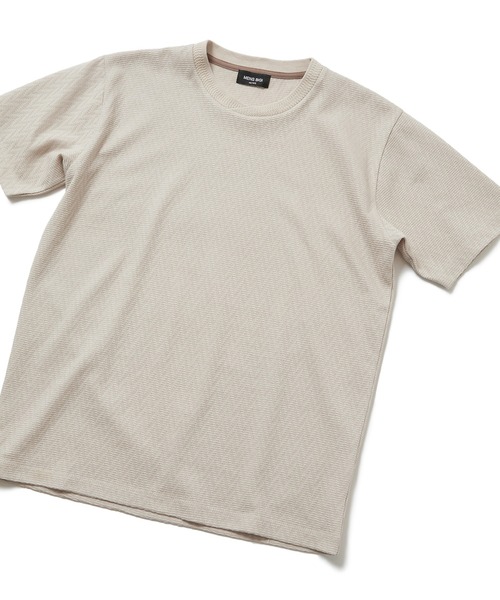 MEN'S BIGI(メンズビギ)の「シェブロン柄リンクスTシャツ(Tシャツ/カットソー・メンズ・ホワイト/ブラック/ベージュ/オレンジ・01/02/03)」の1枚目の写真