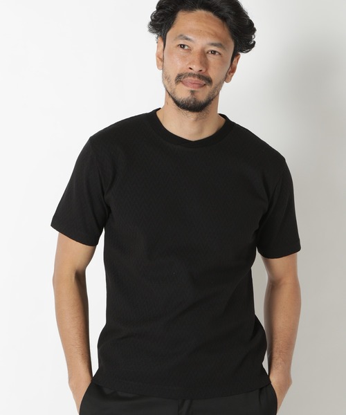 MEN'S BIGI(メンズビギ)の「シェブロン柄リンクスTシャツ(Tシャツ/カットソー・メンズ・ホワイト/ブラック/ベージュ/オレンジ・01/02/03)」の6枚目の写真