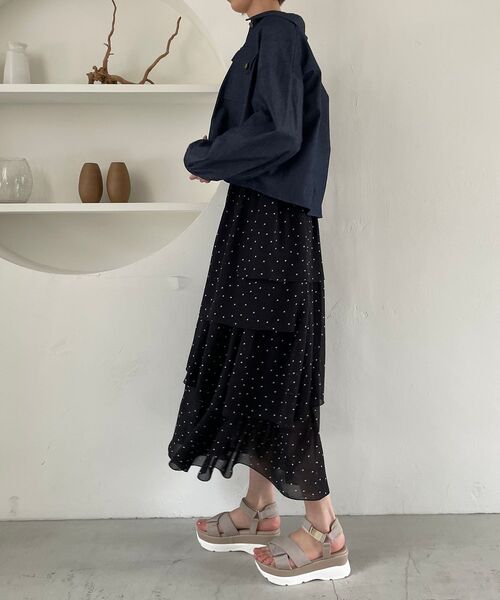 MAJESTIC LEGON（マジェスティックレゴン）の「アシメティアードスカート（スカート・レディース・ホワイト系その他2/ベージュ系その他2/ブラック系その他・MEDIUM）」の9枚目の写真