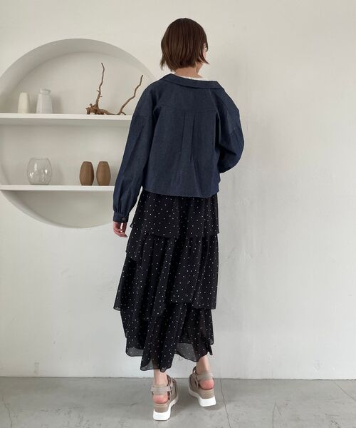 MAJESTIC LEGON（マジェスティックレゴン）の「アシメティアードスカート（スカート・レディース・ホワイト系その他2/ベージュ系その他2/ブラック系その他・MEDIUM）」の10枚目の写真