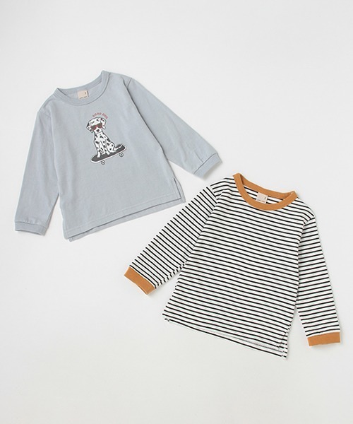 petit main(プティマイン)の「【プティプラ】BOYS長袖セット(Tシャツ/カットソー・キッズ・ブルー/イエロー・90cm/110cm/100cm/120cm/130cm/80cm)」の2枚目の写真