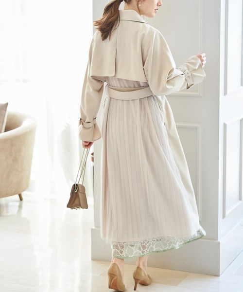 tocco closet(トッコ クローゼット)の「チュールプリーツ切り替えトレンチコート(トレンチコート・レディース・ベージュ/ベージュ系その他・M)」の2枚目の写真