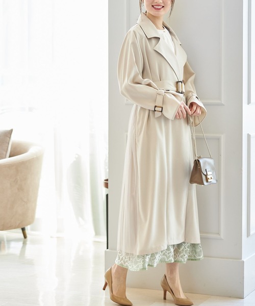 tocco closet(トッコ クローゼット)の「チュールプリーツ切り替えトレンチコート(トレンチコート・レディース・ベージュ/ベージュ系その他・M)」の12枚目の写真