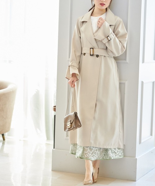 tocco closet(トッコ クローゼット)の「チュールプリーツ切り替えトレンチコート(トレンチコート・レディース・ベージュ/ベージュ系その他・M)」の9枚目の写真