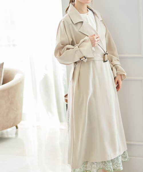 tocco closet(トッコ クローゼット)の「チュールプリーツ切り替えトレンチコート(トレンチコート・レディース・ベージュ/ベージュ系その他・M)」の13枚目の写真