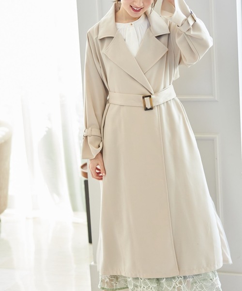 tocco closet(トッコ クローゼット)の「チュールプリーツ切り替えトレンチコート(トレンチコート・レディース・ベージュ/ベージュ系その他・M)」の10枚目の写真