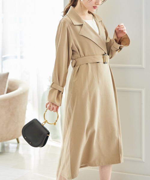 tocco closet(トッコ クローゼット)の「チュールプリーツ切り替えトレンチコート(トレンチコート・レディース・ベージュ/ベージュ系その他・M)」の6枚目の写真