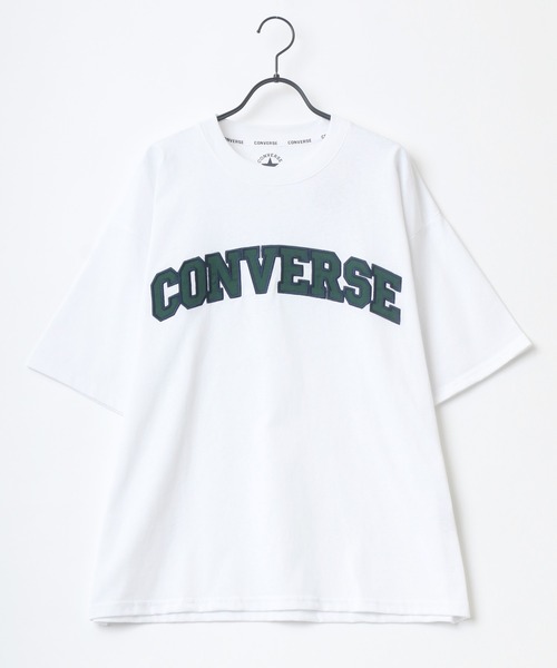 CONVERSE(コンバース)の「CONVERSE/コンバース ビッグシルエット カレッジロゴ アップリケ刺繍 Tシャツ(Tシャツ/カットソー・メンズ・ホワイト/ネイビー/グリーン/スミクロ・LL/M/L)」の11枚目の写真