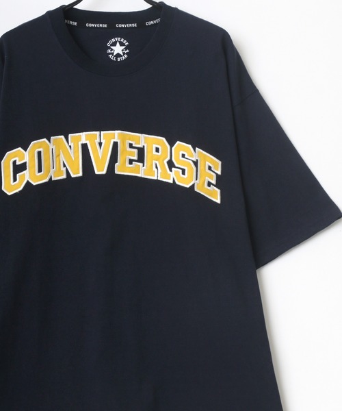 CONVERSE(コンバース)の「CONVERSE/コンバース ビッグシルエット カレッジロゴ アップリケ刺繍 Tシャツ(Tシャツ/カットソー・メンズ・ホワイト/ネイビー/グリーン/スミクロ・LL/M/L)」の10枚目の写真